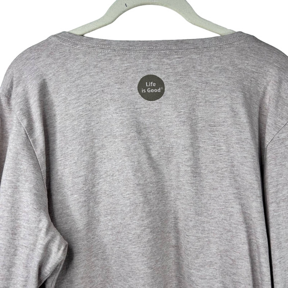 Life is Good Tan Ice Hockey Theme V-Neck Long Sleeve T-shirt Womens Large - Picture 8 of 11